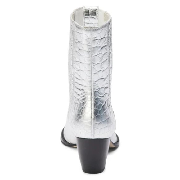 NEW MATISSE Made In Brazil Leather Collins Heel Pointy Toe Booties silver 663mn - Picture 7 of 9